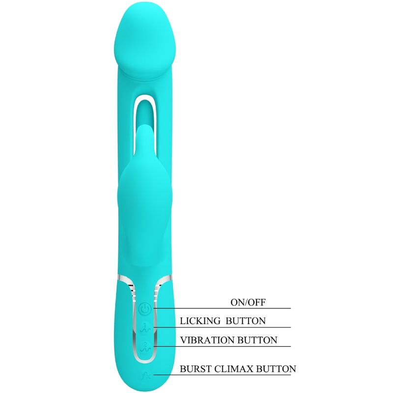 PRETTY LOVE - KAMPAS RABBIT 3 EM 1 VIBRADOR MULTIFUNCIONAL COM LÍNGUA VERDE ÁGUA