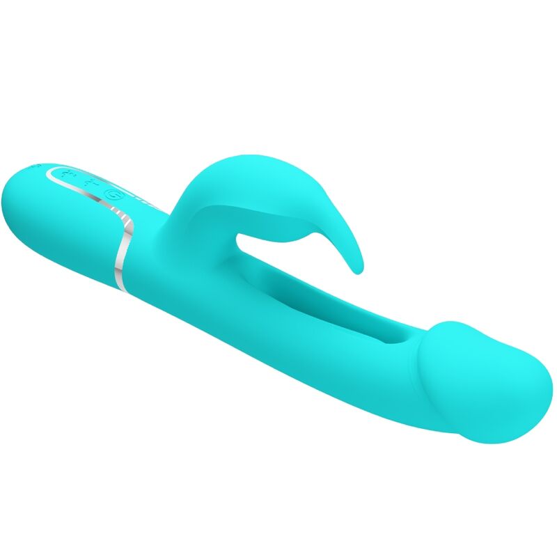 PRETTY LOVE - KAMPAS RABBIT 3 EM 1 VIBRADOR MULTIFUNCIONAL COM LÍNGUA VERDE ÁGUA