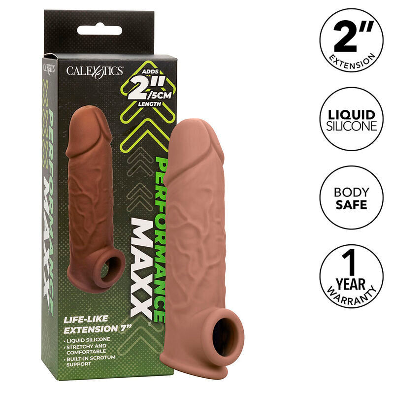CALEXOTICS - PERFORMANCE MAXX EXTENSÃO REALISTA 7 PELE MARROM