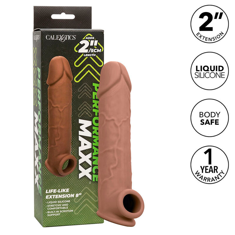CALEXOTICS - PERFORMANCE MAXX EXTENSÃO REALISTA 8 PELE MARROM