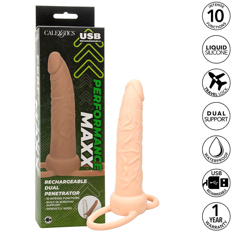 CALEXOTICS - PERFORMANCE MAXX RECARGABLE DOBLE PENETRADOR PIEL CLARA