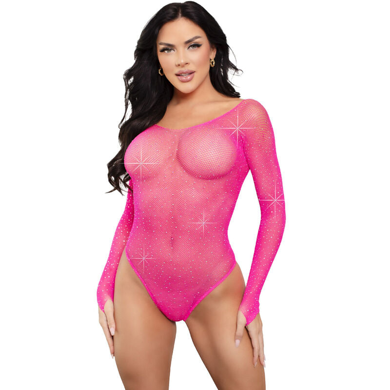 LEG AVENUE - BODY DE MANGA LARGA CRISTALIZADO FUCSIA
