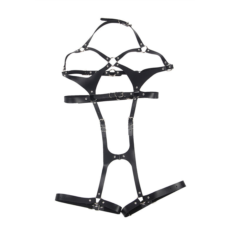 SUBBLIME - ARNÉS DE CUERPO ENTERO CON HEBILLAS DE CUERO NEGRO TALLA ÚNICA