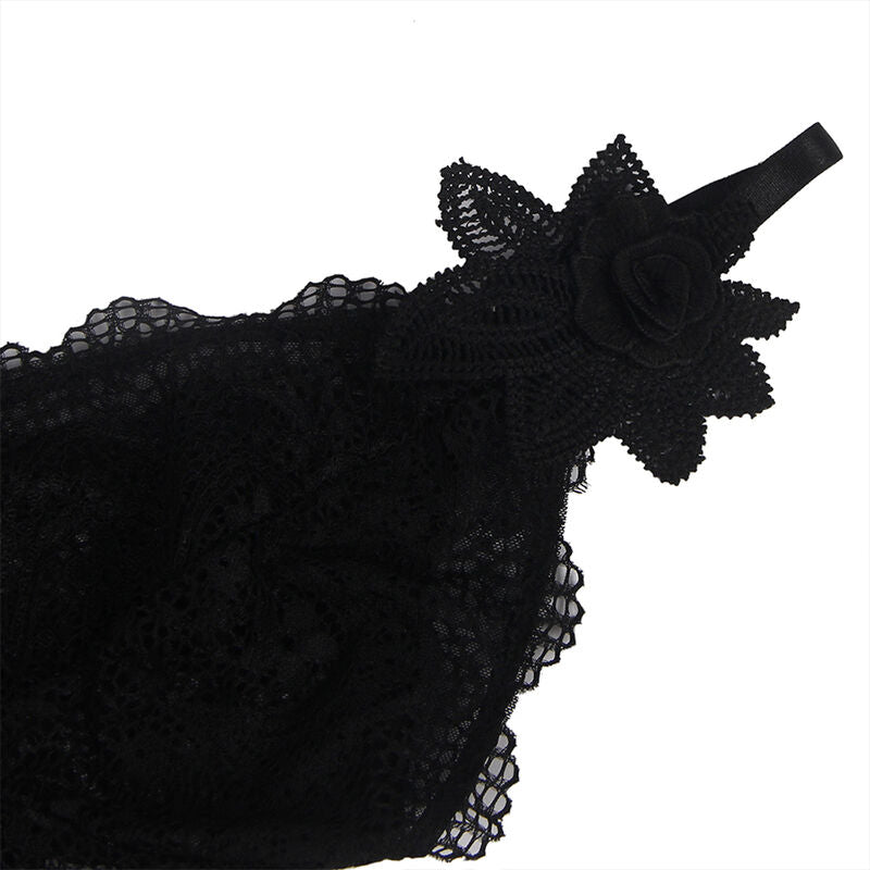 SUBBLIME - BABYDOLL EM TECIDO DE TULE COM DETALHE DE RENDA E FLOR PRETO G/GG
