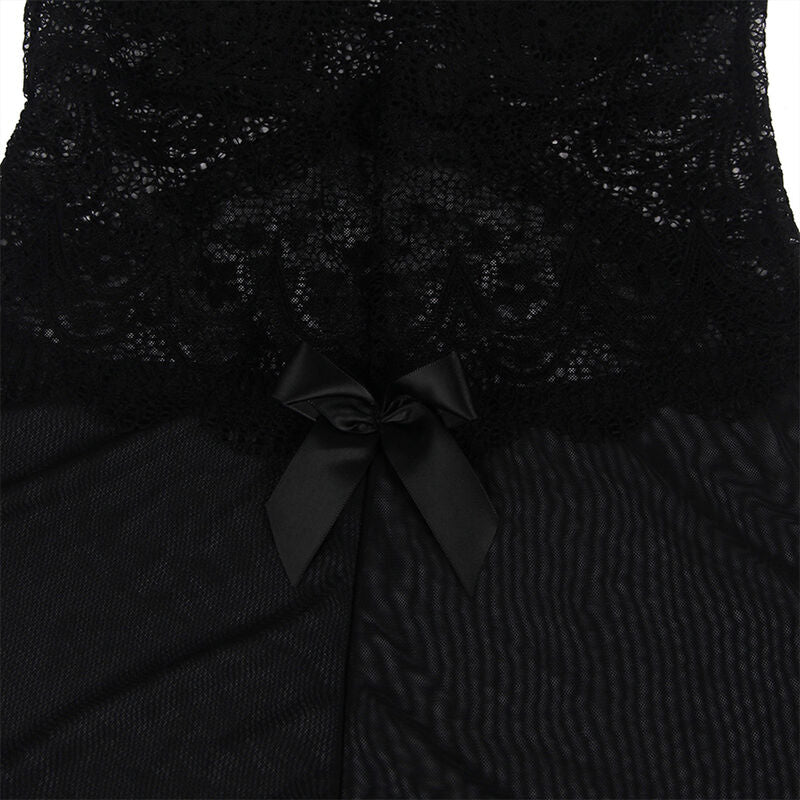 SUBBLIME - BABYDOLL EM TECIDO DE TULE COM DETALHE DE RENDA E FLOR PRETO G/GG