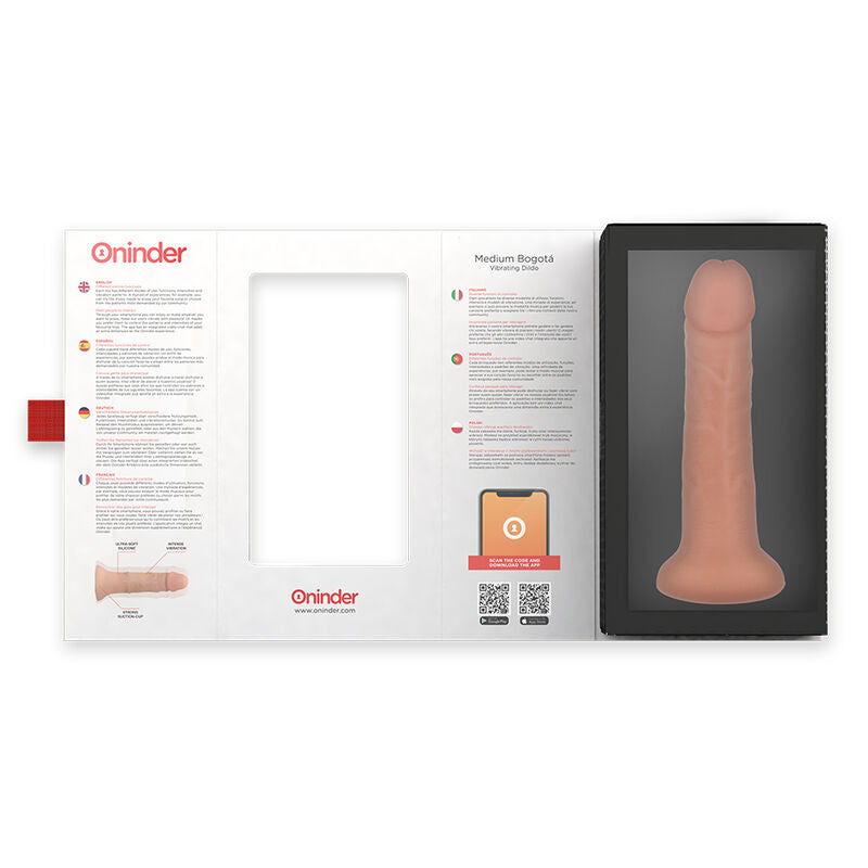ONINDER - VIBRADOR MÉDIO BOGOTÁ DILDO 9 VELOCIDADES NATURAL 20 CM -O- 4,2 CM - APLICATIVO GRÁTIS