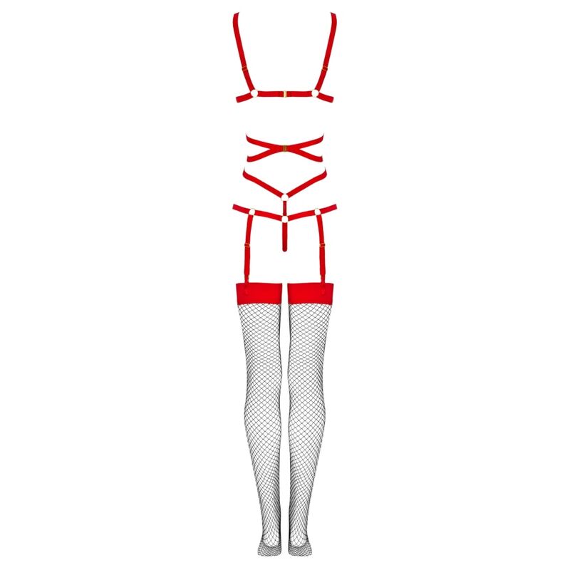 LIVCO CORSETTI FASHION - THIARA LC 20213 CONJUNTO BODY + MEDIAS ROJO L/XL