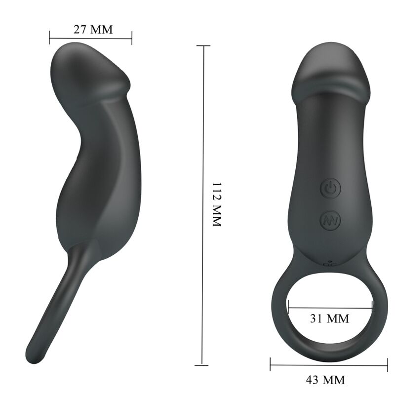 PRETTY LOVE - TRAE ANILLO VIBRADOR NEGRO CON ESTIMULADOR