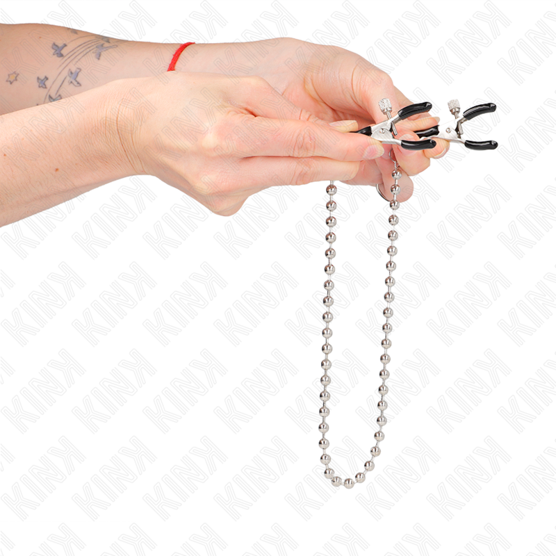 KINK - Grampos de mamilo com corrente de contas 30 cm