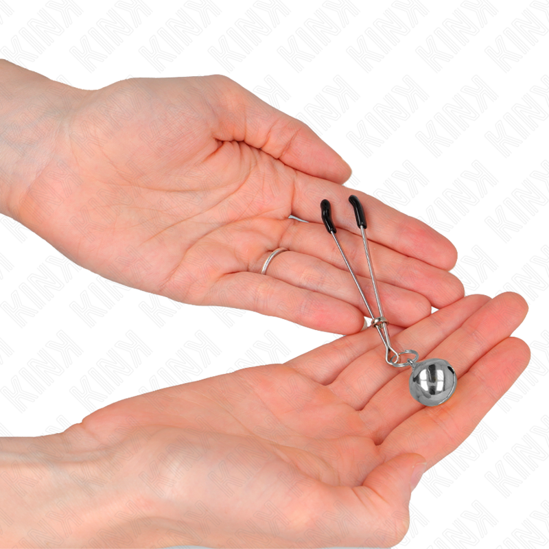 KINK - Grampos de mamilo finos em formato de sino, prata, 7 cm