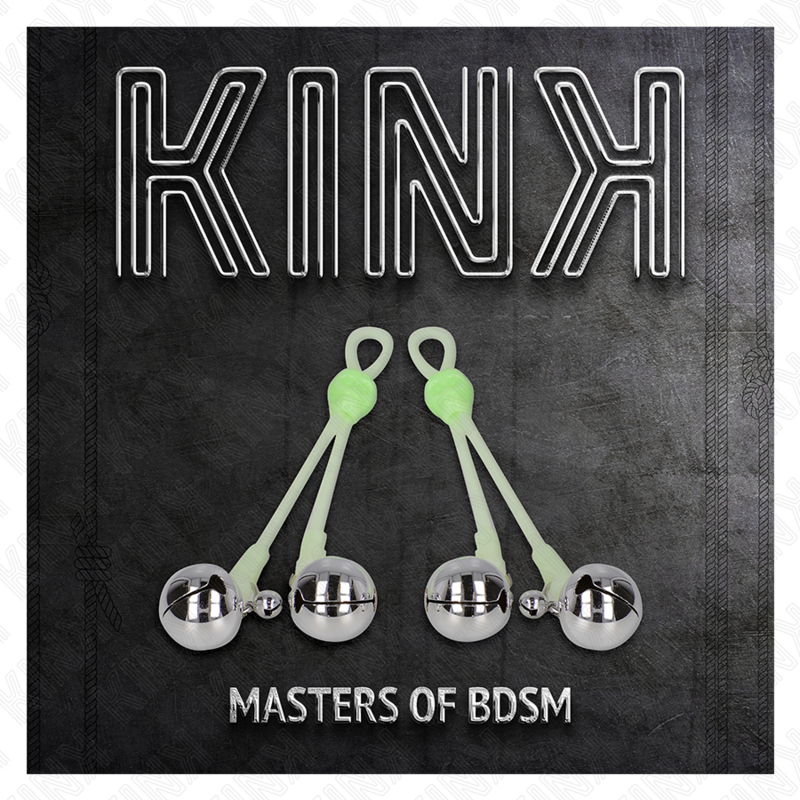 KINK - GRAMPOS DE MAMILOS COM ANÉIS DE CAVEIRA LUMINOSA AJUSTÁVEIS VERDE / PRATA