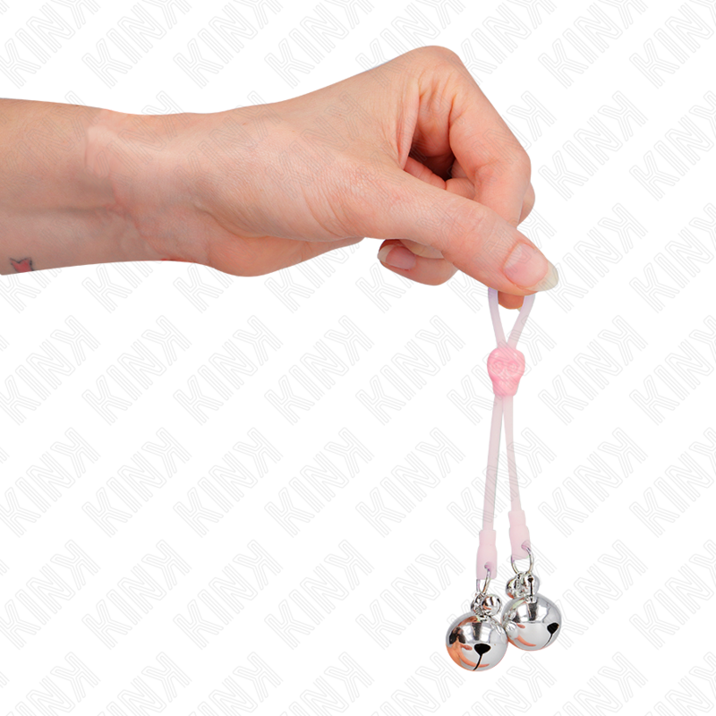 KINK - Grampos de mamilo com formato de caveira luminosa e sinos ajustáveis ​​rosa/prateado