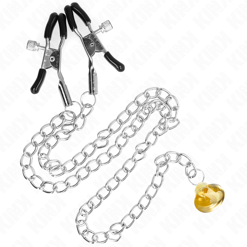 KINK - PINÇAS DE MAMILO DE CORRENTE COM PINGENTE DE CHIFRES 30 CM