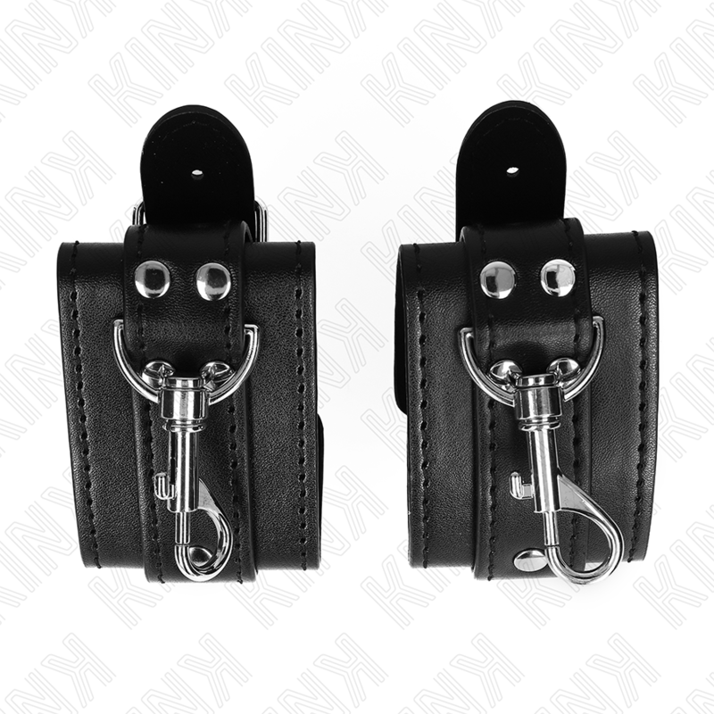 KINK - ADJUSTABLE BLACK LOCKING DUNGEON WRIST GUARDS 21-28CM X 5.5CM