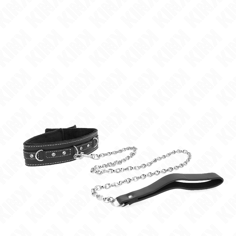KINK - COLAR DE COURO PVC COM CINTO 105 CM REBITE DE STRASS 41,5 X 4 CM