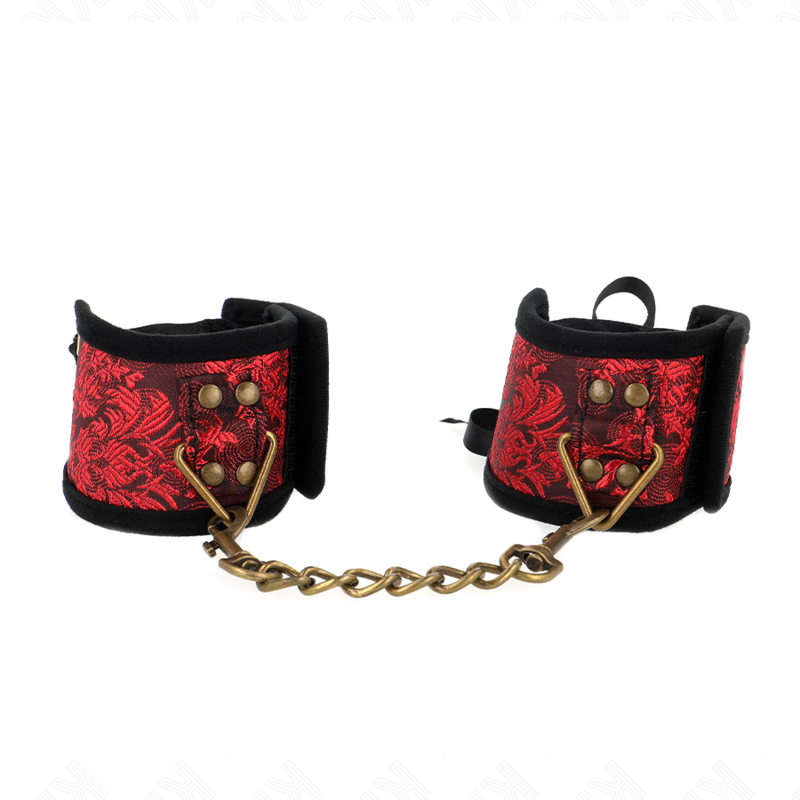 KINK - SCANDAL RESTRIÇÕES DE PULSO VERMELHO E PRETO DETALHES DE RENDA 24,5 CM X 6,5 CM