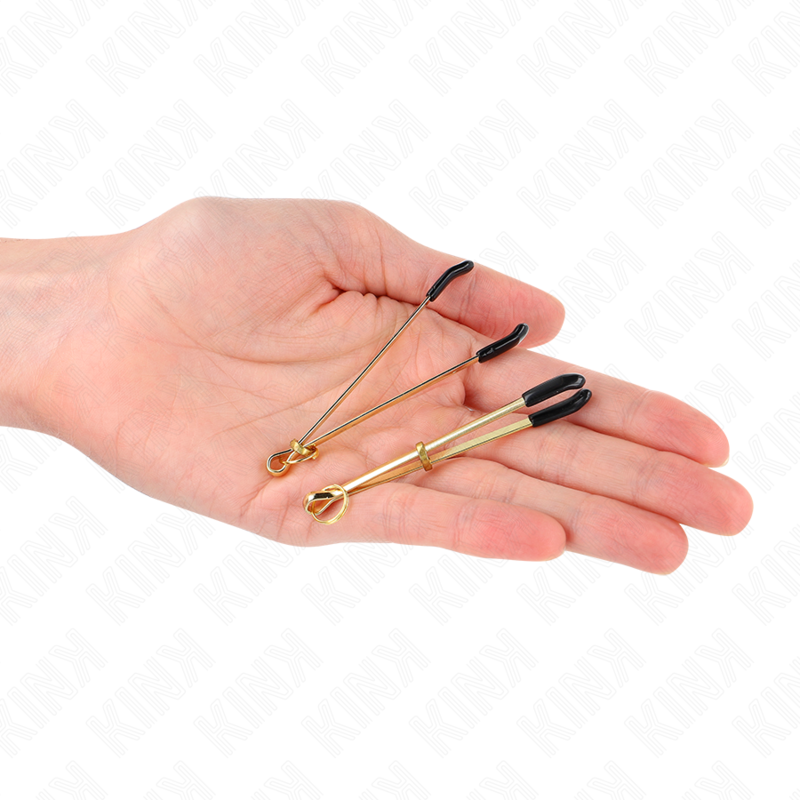 KINK - Grampos para mamilos finos dourados 7 cm