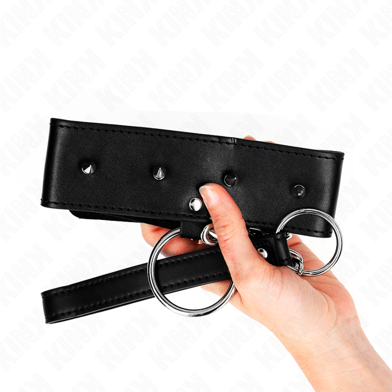 KINK - COLAR 65 CM COM COLEIRA COM TACHAS PRATEADAS MODELO 2 AJUSTÁVEL 36-43 CM X 5 CM
