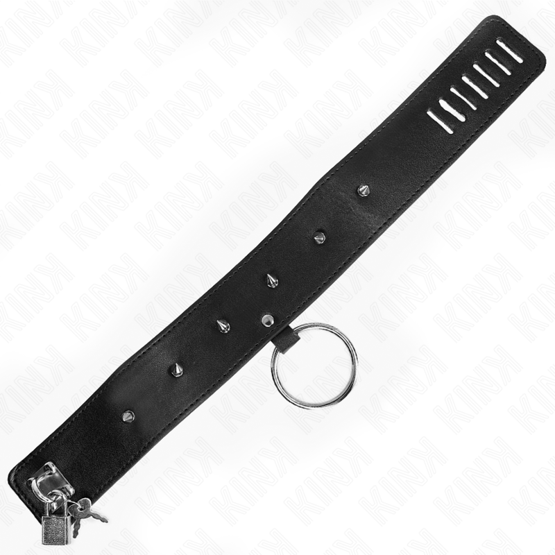 KINK - COLAR 65 CM COM COLEIRA COM TACHAS PRATEADAS MODELO 2 AJUSTÁVEL 36-43 CM X 5 CM