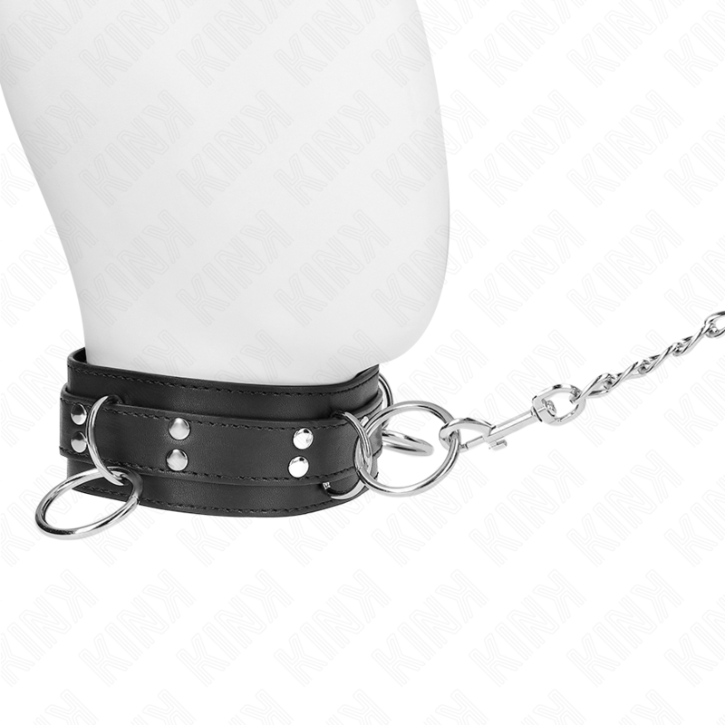 KINK - COLAR DE ESCRAVIDÃO COM 3 ARGOLAS E ALÇA 80 CM 53 X 5 CM