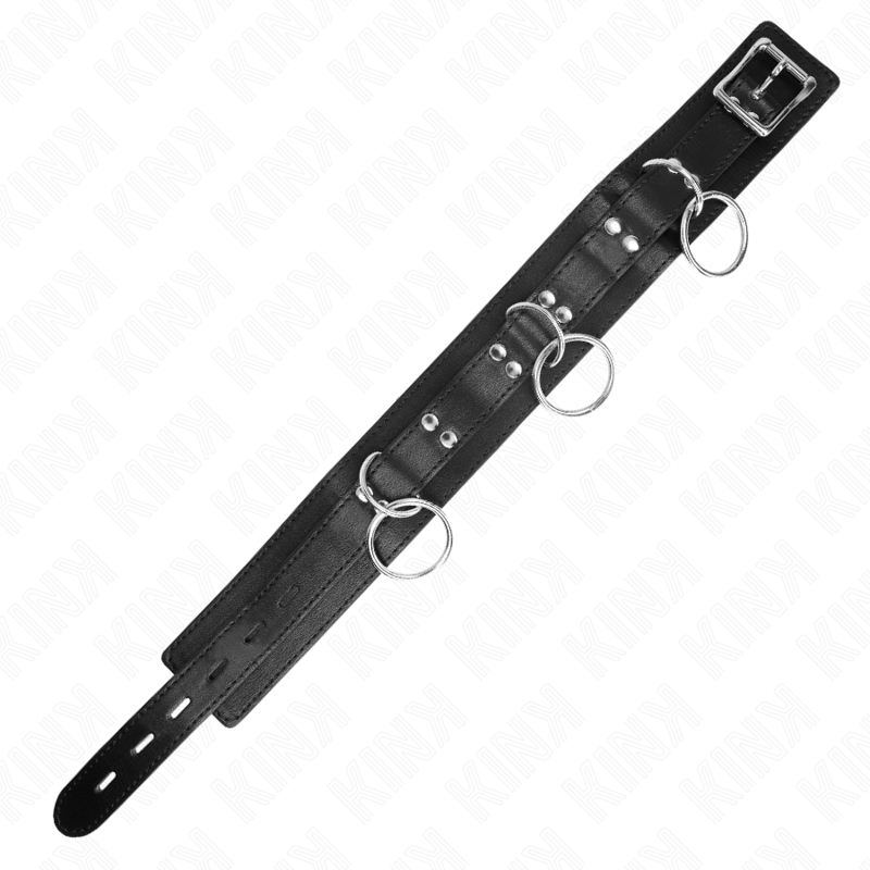 KINK - COLAR DE ESCRAVIDÃO COM 3 ARGOLAS E ALÇA 80 CM 53 X 5 CM