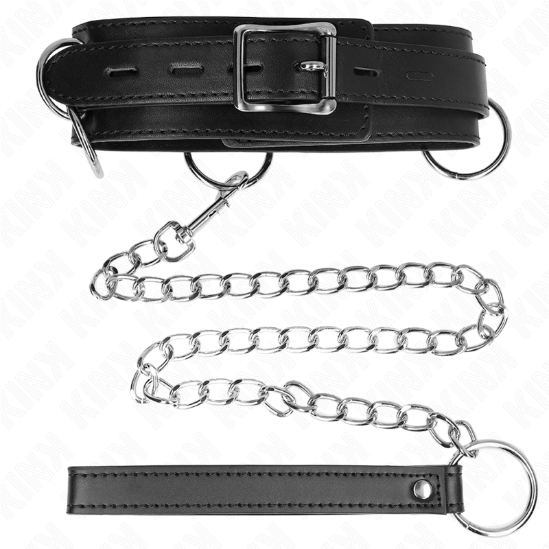 KINK - COLAR DE ESCRAVIDÃO COM 3 ARGOLAS E ALÇA 80 CM 53 X 5 CM