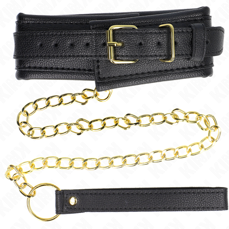 KINK - COLAR COM ALÇA DE COURO SIMILAR ESPONJA MODELO 1 AJUSTÁVEL 37-54 CM X 3 CM