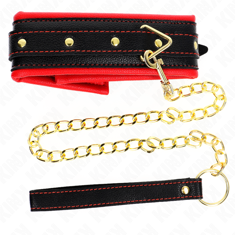 KINK - COLAR COM ALÇA DE COURO SIMILAR ESPONJA MODELO 2 AJUSTÁVEL 37-54 CM X 3 CM