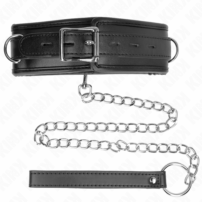 KINK - COLAR COM ALÇA DE COURO SIMILAR ESPONJA MODELO 3 AJUSTÁVEL 37-54 CM X 3 CM
