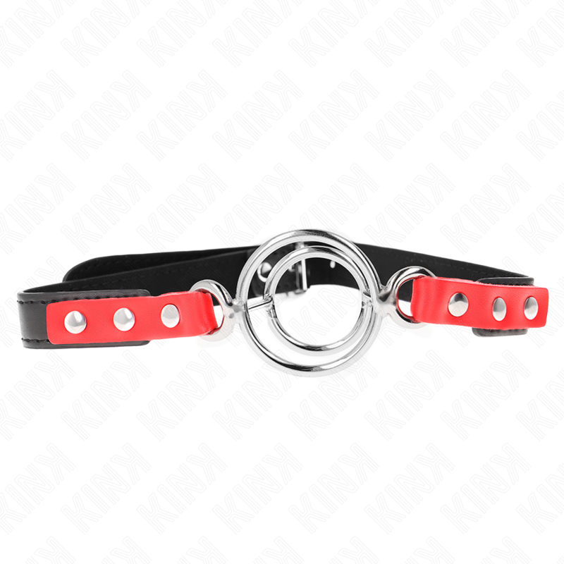 KINK - MORDAÇA COM VÁRIOS ANÉIS DE O 4 / 4,8 CM VERMELHO 38 X 56 CM