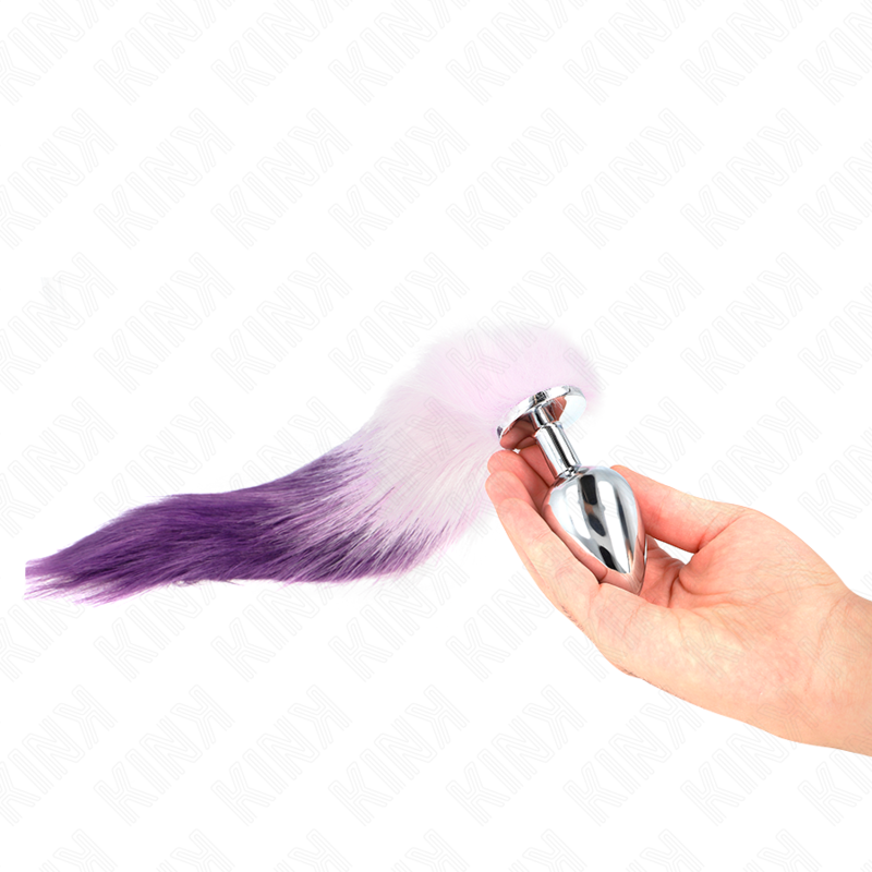 KINK - PLUG ANAL TAMANHO L 10 X 4 CM COM RABO SINTÉTICO 40 CM ROXO