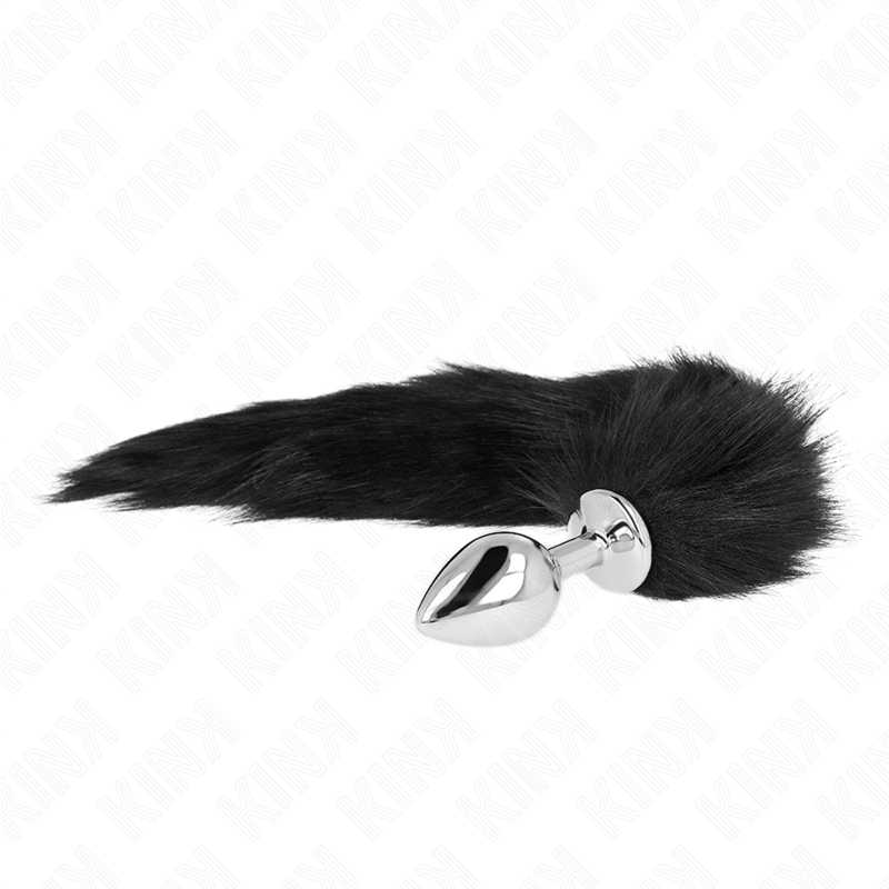 KINK - PLUG ANAL TAMANHO M 8 X 3,5 CM COM RABO SINTÉTICO 40 CM PRETO