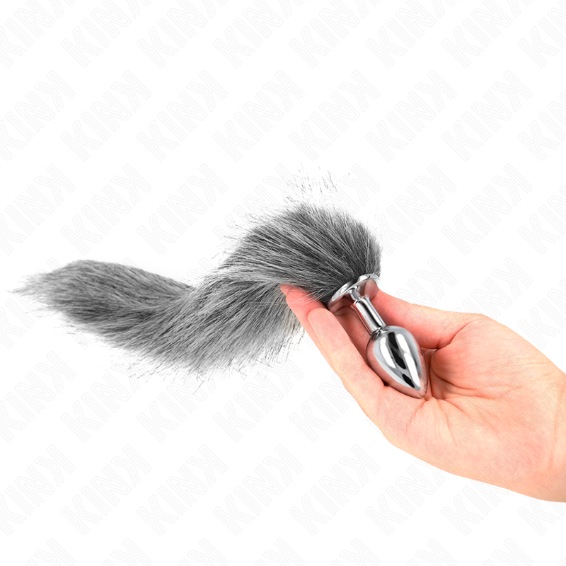KINK - PLUG ANAL TAMANHO S 7 X 3 CM COM RABO SINTÉTICO 40 CM CINZA