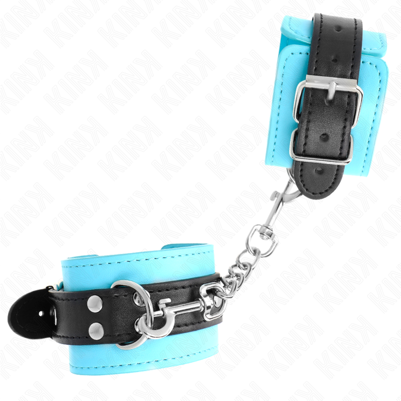 KINK - RESTRIÇÕES DE PULSO HOOK AZUL FORRADO COM PELE AJUSTÁVEL 20-28 CM X 5,5 CM