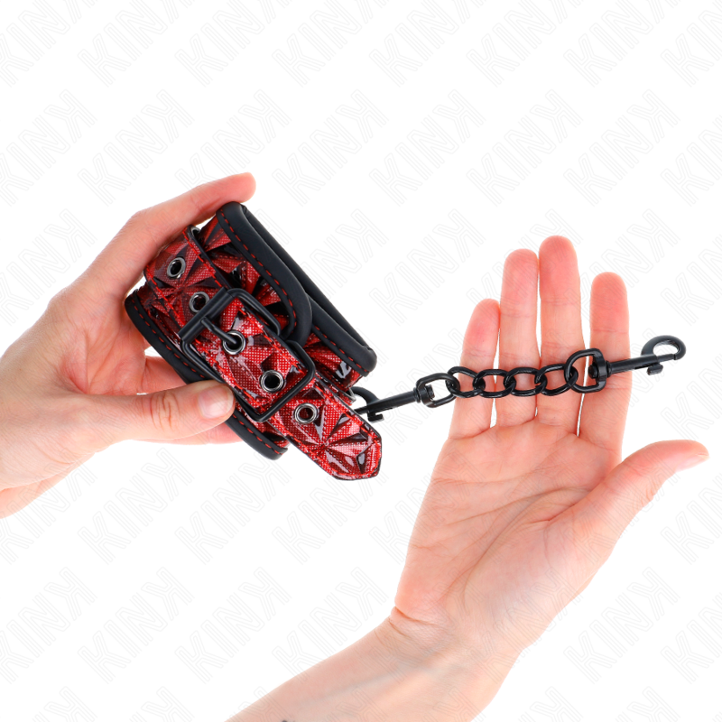 KINK - PULSEIRAS COM PADRÃO DE DIAMANTE VERMELHO ESCURO AJUSTÁVEIS 17-26 CM X 5,5 CM