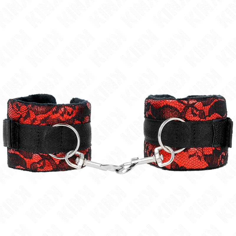 KINK - PULSEIRA CURTA DE VELUDO E RENDA E FITA DE NYLON VERMELHO/PRETO 23 X 6,5 CM