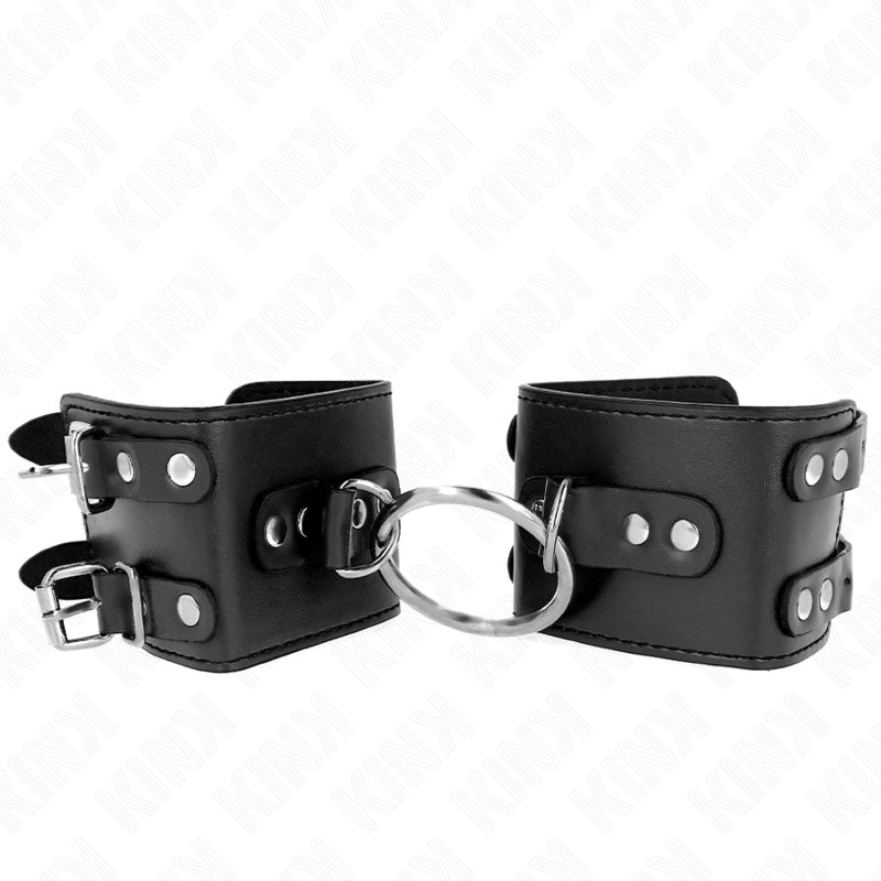 KINK - RESTRIÇÕES DE PUNHO FIXAS COM ANEL E TITULARES AJUSTÁVEIS PRETO 17-22 CM X 6,5 CM
