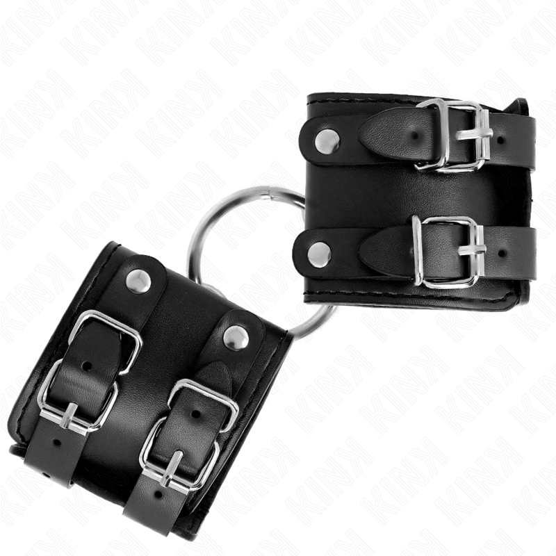 KINK - RESTRIÇÕES DE PUNHO FIXAS COM ANEL E TITULARES AJUSTÁVEIS PRETO 17-22 CM X 6,5 CM