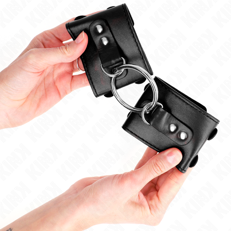 KINK - RESTRIÇÕES DE PUNHO FIXAS COM ANEL E TITULARES AJUSTÁVEIS PRETO 17-22 CM X 6,5 CM
