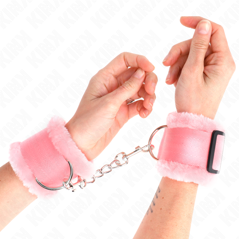 KINK - PUNHOS COM FORRO DE PELÚCIA ROSA AJUSTÁVEL 17-31 CM X 7 CM