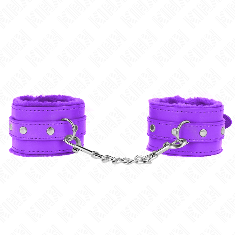 KINK - PULSEIRAS PREMIUM FORRADAS DE PELE ROXA COM CINTO ROXO AJUSTÁVEL 17-29 CM X 6 CM