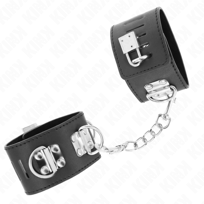 KINK - RESTRIÇÕES DE PUNHO MULTIPOSIÇÕES COM FECHO DE CADEADO PRETO AJUSTÁVEL 16-23 CM X 5,5 CM