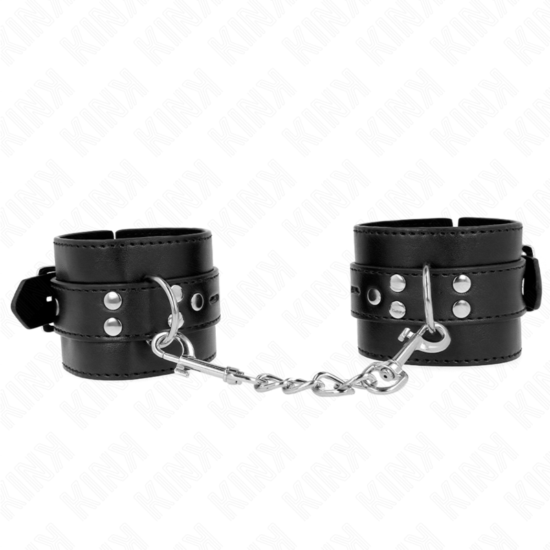 KINK - RESTRIÇÕES DE PUNHO PRETAS COM CINTO PRETO AJUSTÁVEL 17-28 CM X 6 CM