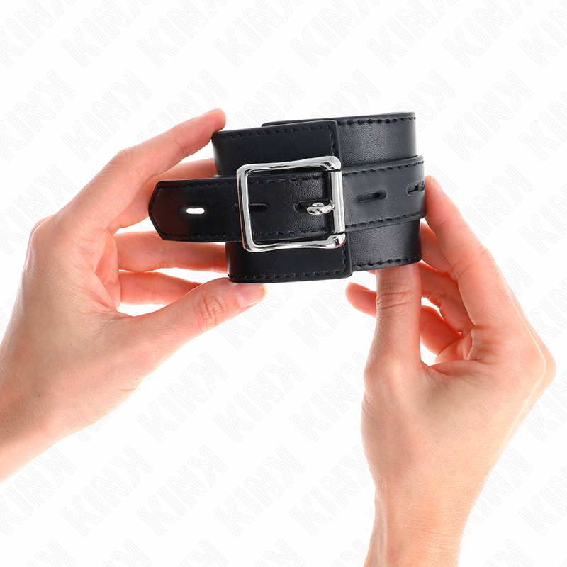 KINK - RESTRIÇÕES DE PUNHO PRETAS COM CINTO PRETO AJUSTÁVEL 17-28 CM X 6 CM