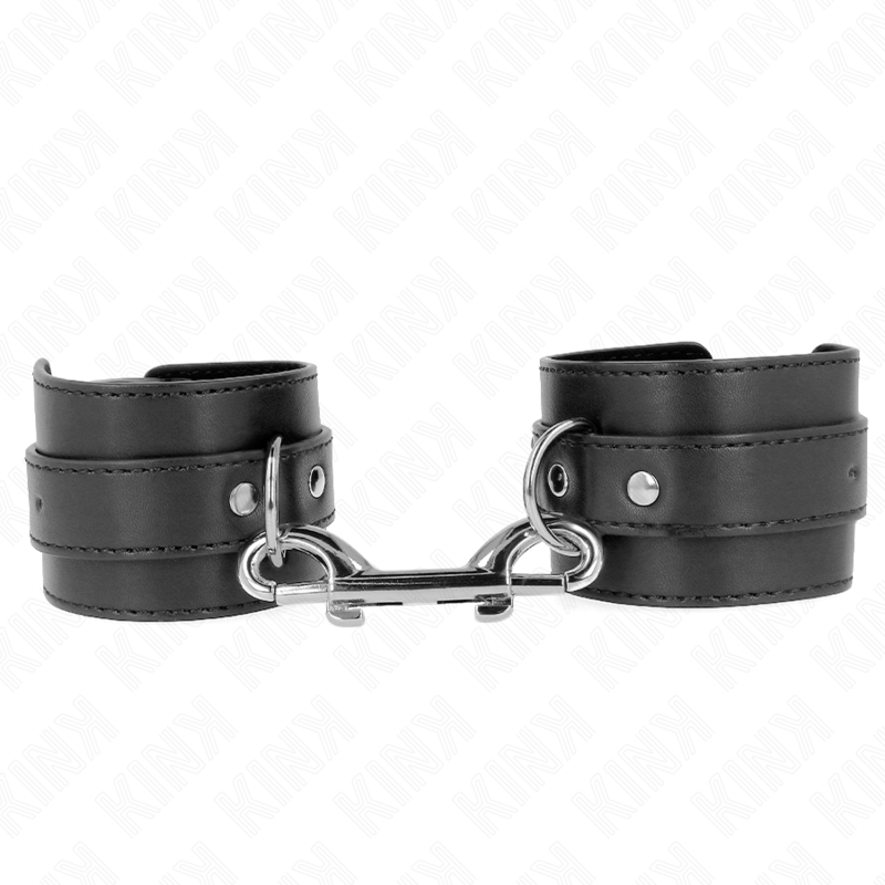 KINK - RESTRIÇÕES DE PULSO - FILEIRA DE REBITANTE ÚNICO E FIVELA GRANDE PRETA AJUSTÁVEL 17-28 CM X 5 CM