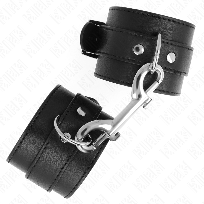 KINK - RESTRIÇÕES DE PULSO - FILEIRA DE REBITANTE ÚNICO E FIVELA GRANDE PRETA AJUSTÁVEL 17-28 CM X 5 CM