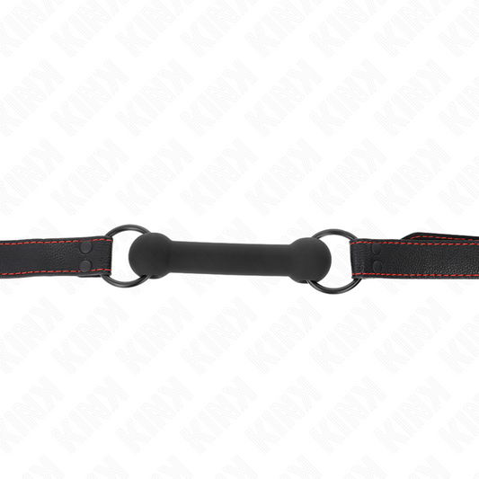 KINK - BONE GAG WITH LEATHERETTE STRAP BLACK ADJUSTABLE 41-57 CM