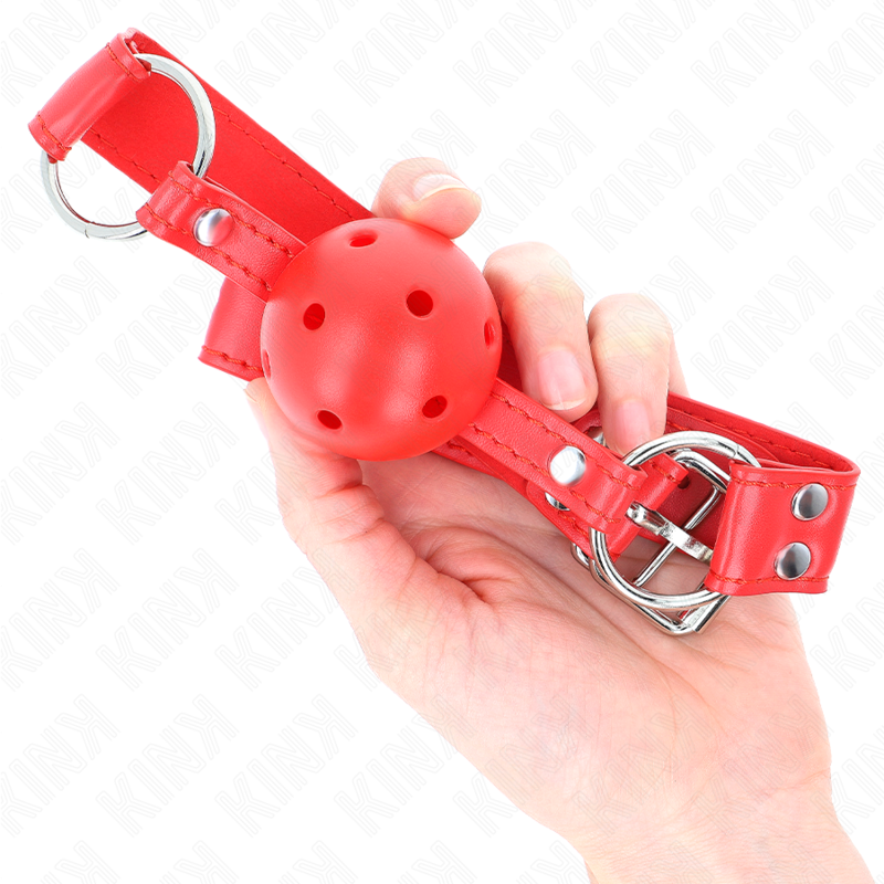 KINK - MORDAÇA DE BOLA RÍGIDA OCA VERMELHA COMPLETA 62 x 2 CM