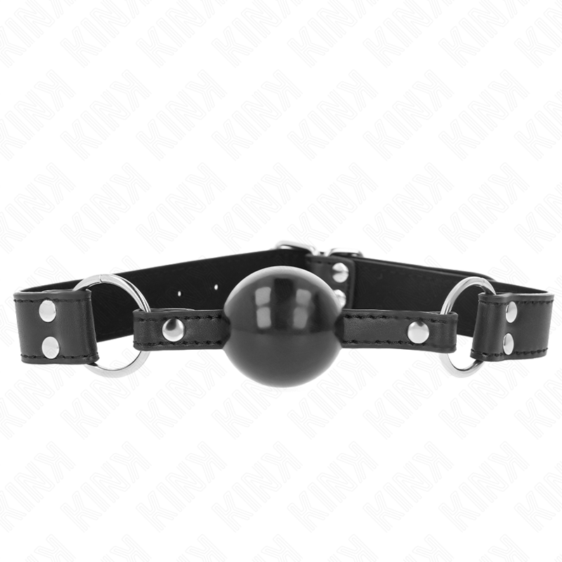 KINK - BOLA MACIA E SÓLIDA 4 CM MORDAÇA COM TIRA DE COURO 62 x 2,5 CM AJUSTÁVEL 42-58 CM