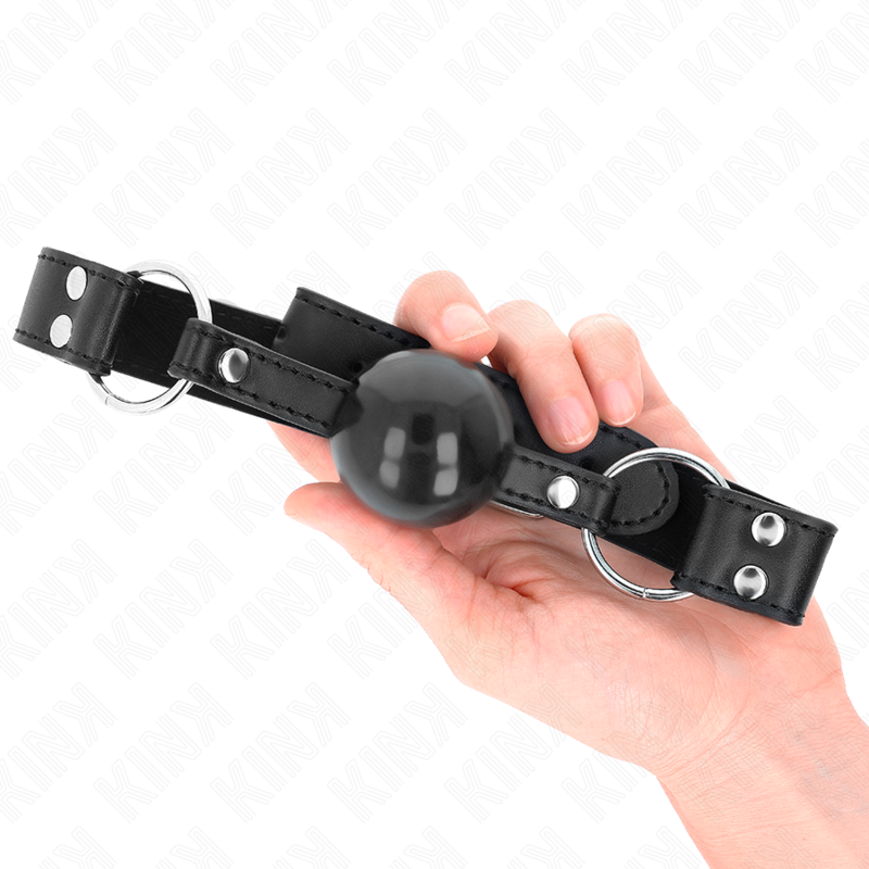 KINK - BOLA MACIA E SÓLIDA 4 CM MORDAÇA COM TIRA DE COURO 62 x 2,5 CM AJUSTÁVEL 42-58 CM